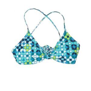 Aerie boho retro flower print bikini top crochet detail NEW
